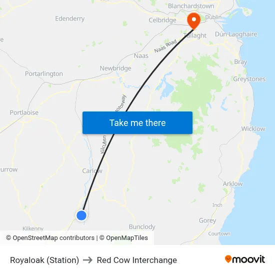 Royaloak (Station) to Red Cow Interchange map