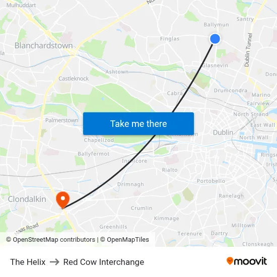 The Helix to Red Cow Interchange map