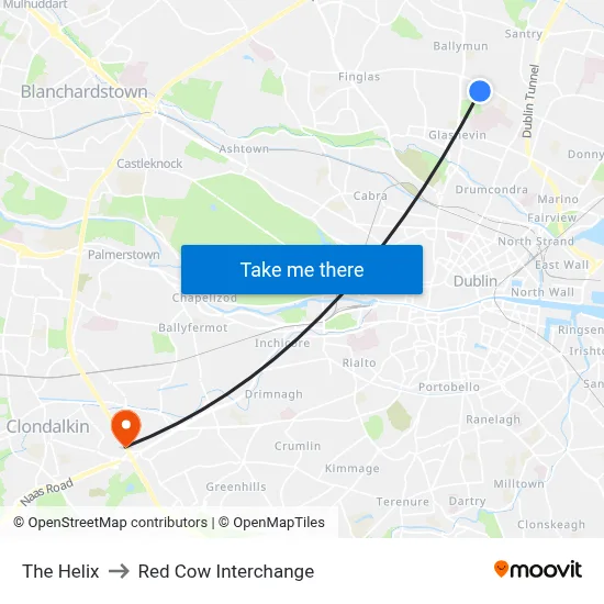 The Helix to Red Cow Interchange map