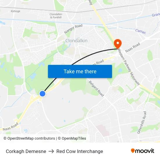Corkagh Demesne to Red Cow Interchange map