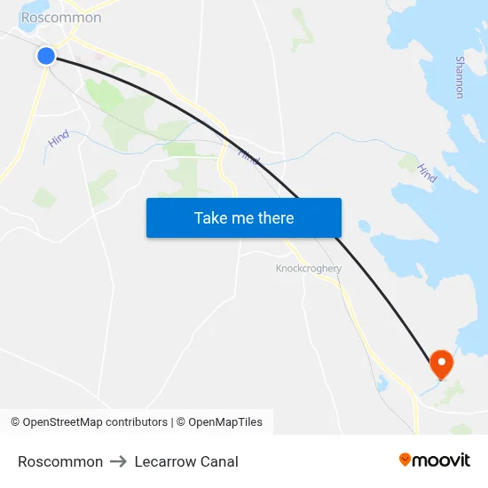 Roscommon to Lecarrow Canal map