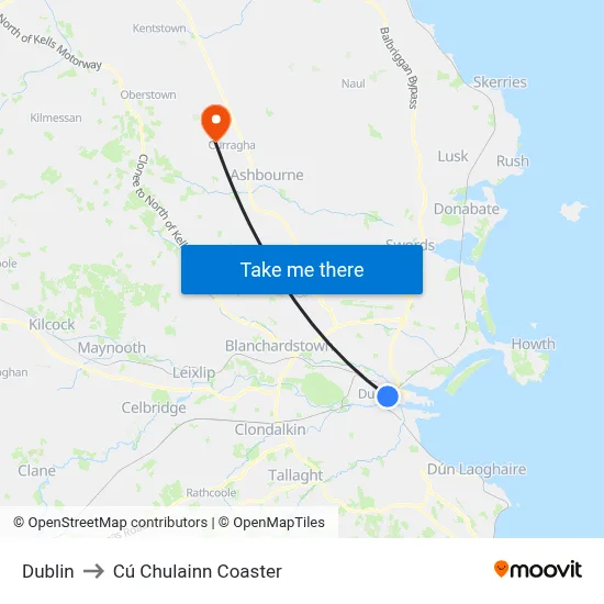 Dublin to Cú Chulainn Coaster map