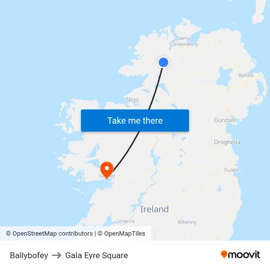 Ballybofey to Gala Eyre Square map