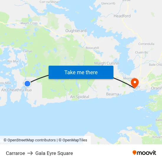 Carraroe to Gala Eyre Square map