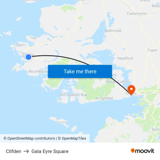 Clifden to Gala Eyre Square map