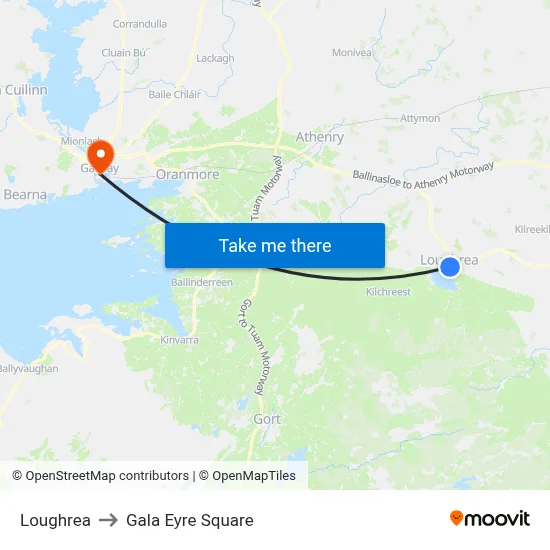 Loughrea to Gala Eyre Square map