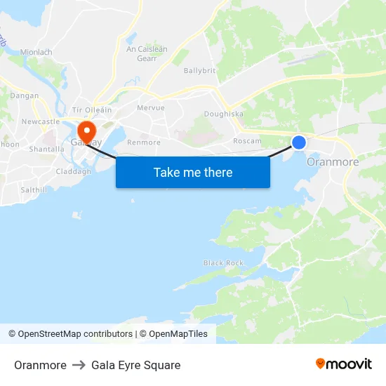 Oranmore to Gala Eyre Square map