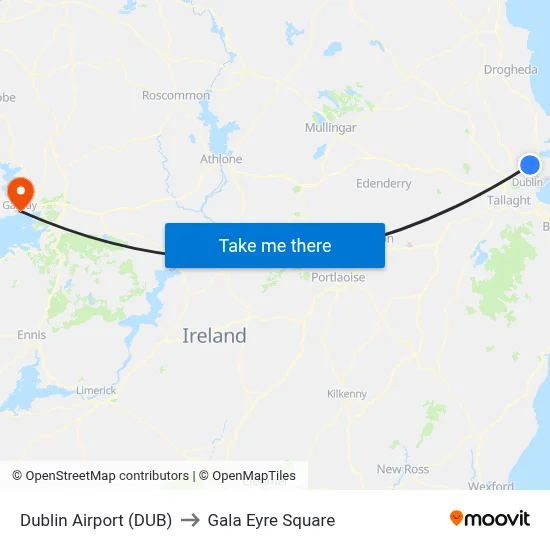 Dublin Airport (DUB) to Gala Eyre Square map