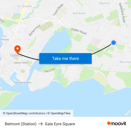 Belmont (Station) to Gala Eyre Square map