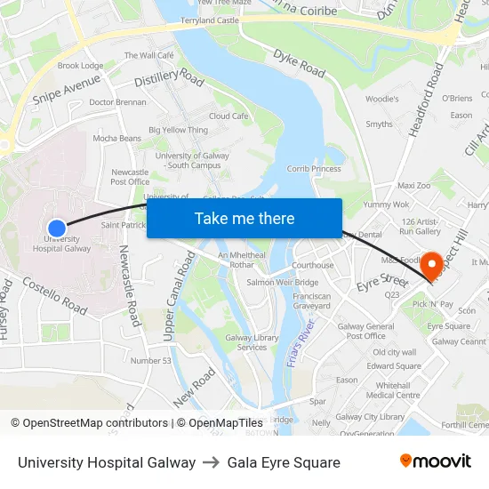 University College Hospital to Gala Eyre Square map