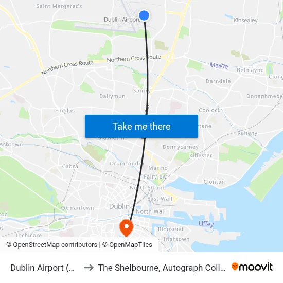 Dublin Airport (DUB) to The Shelbourne, Autograph Collection map
