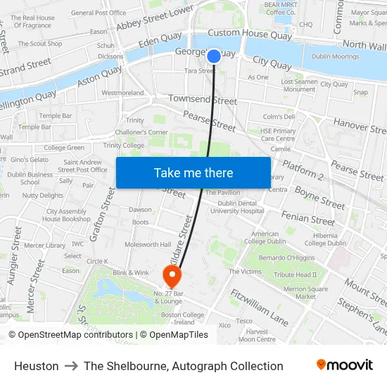 Heuston to The Shelbourne, Autograph Collection map