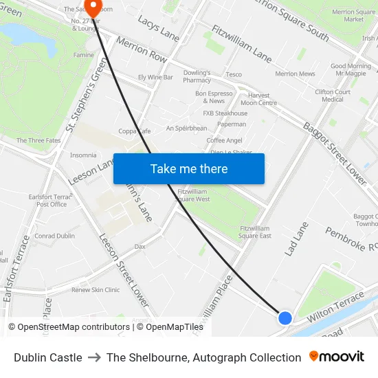 Dublin Castle to The Shelbourne, Autograph Collection map