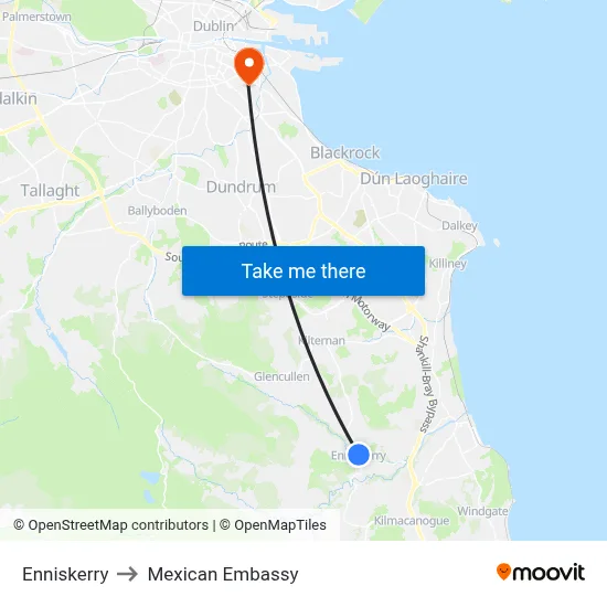 Enniskerry to Mexican Embassy map