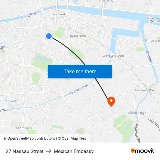 27 Nassau Street to Mexican Embassy map