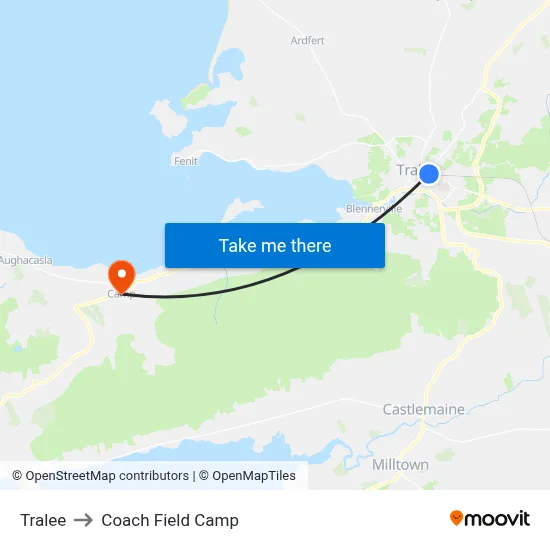Tralee to Coach Field Camp map
