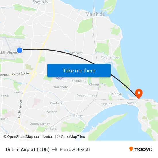 Dublin Airport (DUB) to Burrow Beach map