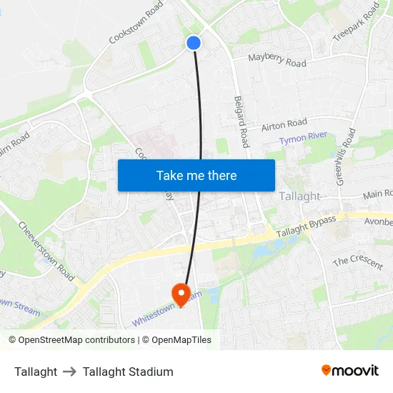 Tallaght to Tallaght Stadium map