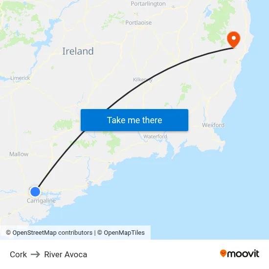 Cork to River Avoca map