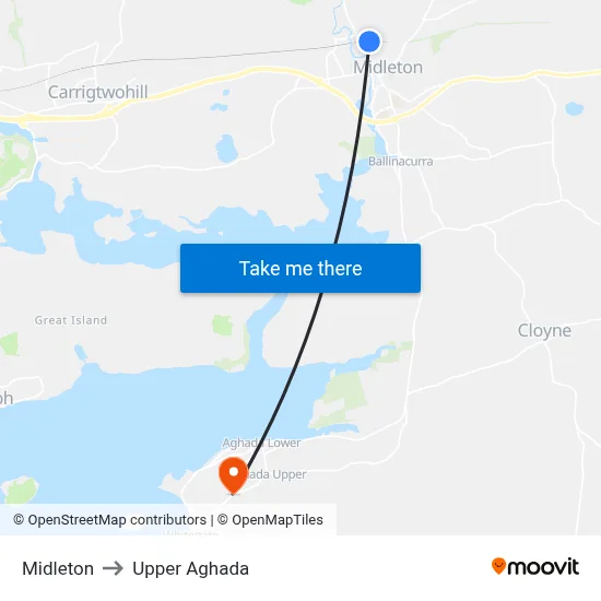 Midleton to Upper Aghada map