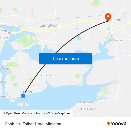 Cobh to Talbot Hotel Midleton map