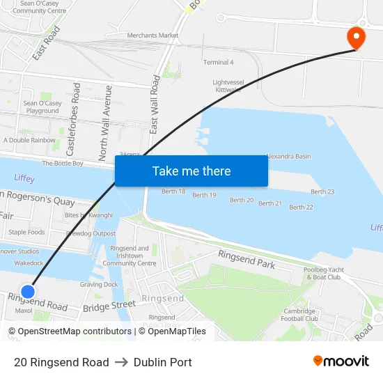 20 Ringsend Road to Dublin Port map