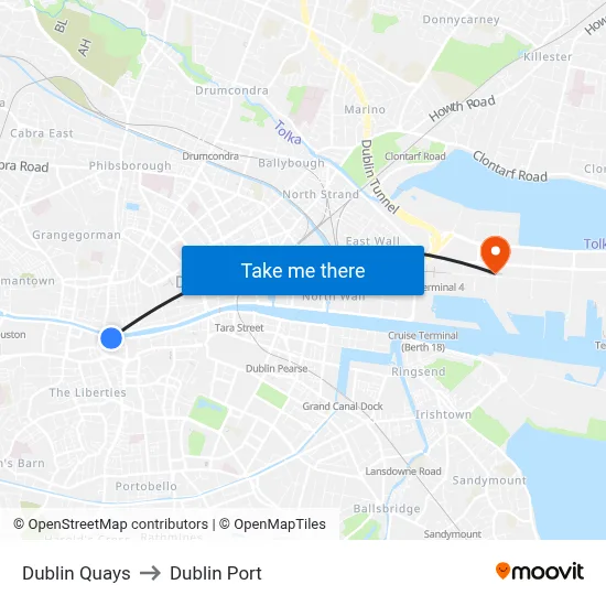Dublin Quays to Dublin Port map