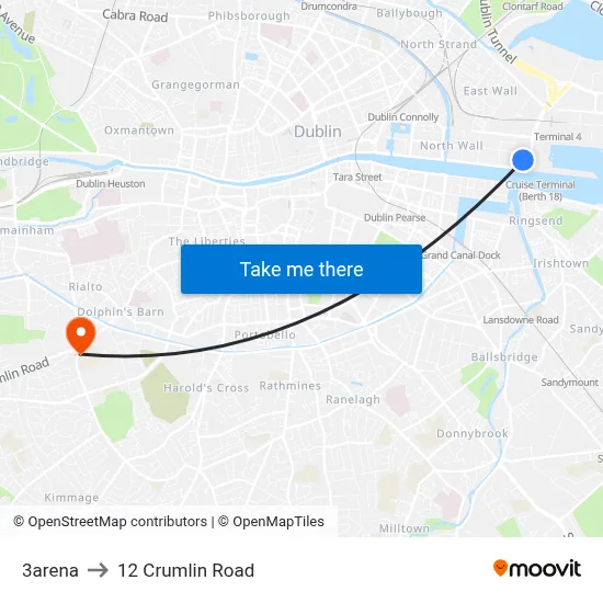 3arena to 12 Crumlin Road map