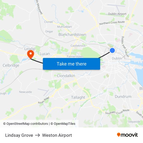 Lindsay Grove to Weston Airport map