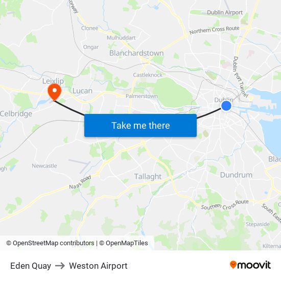 Eden Quay to Weston Airport map