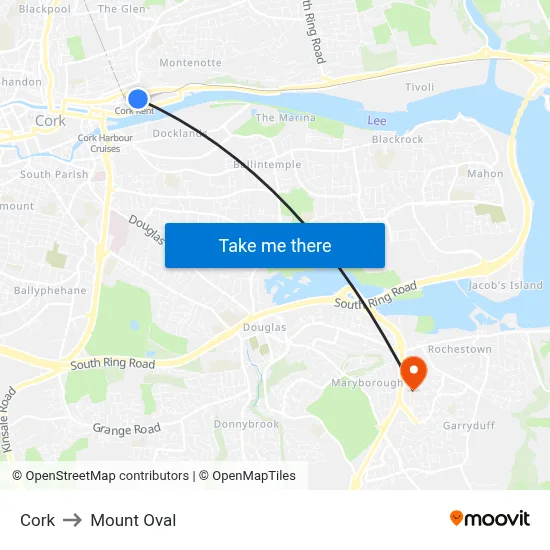 Cork to Mount Oval map