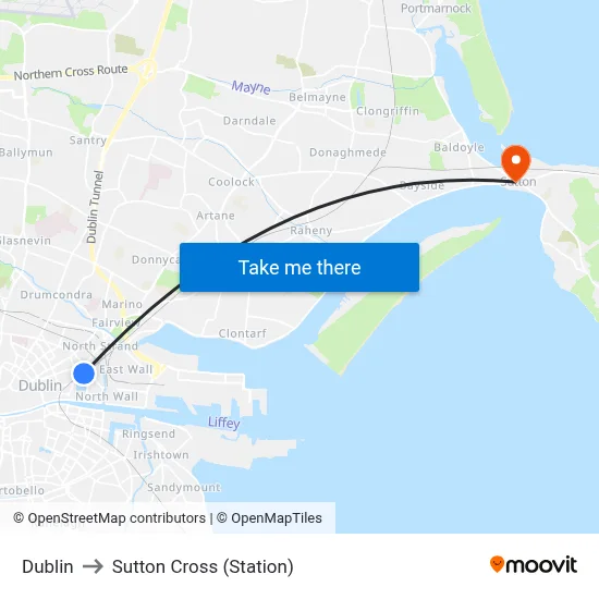 Dublin to Sutton Cross (Station) map