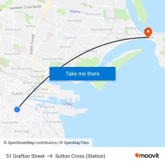 51 Grafton Street to Sutton Cross (Station) map