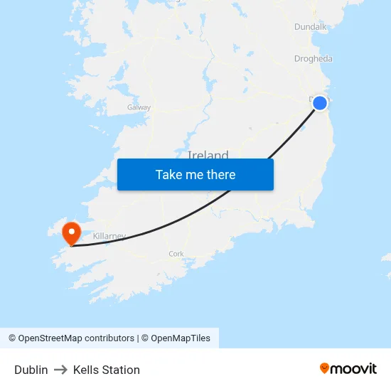 Dublin to Kells Station map