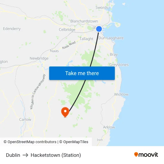 Dublin to Hacketstown (Station) map