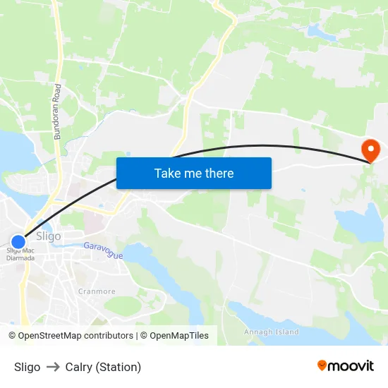 Sligo to Calry (Station) map