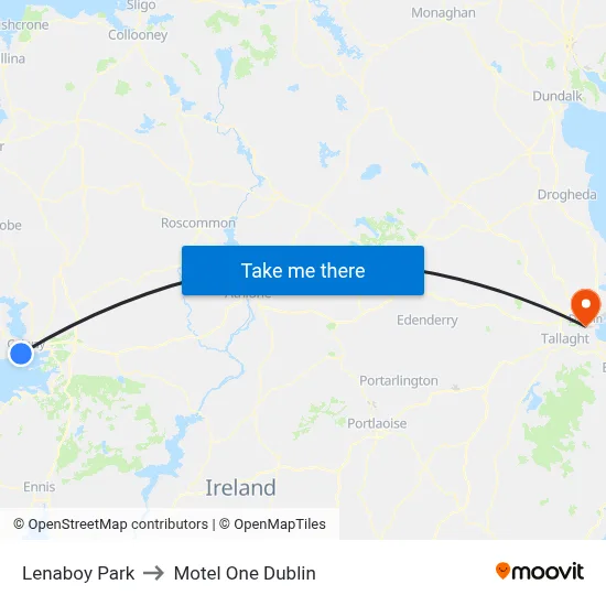 Lenaboy Park to Motel One Dublin map