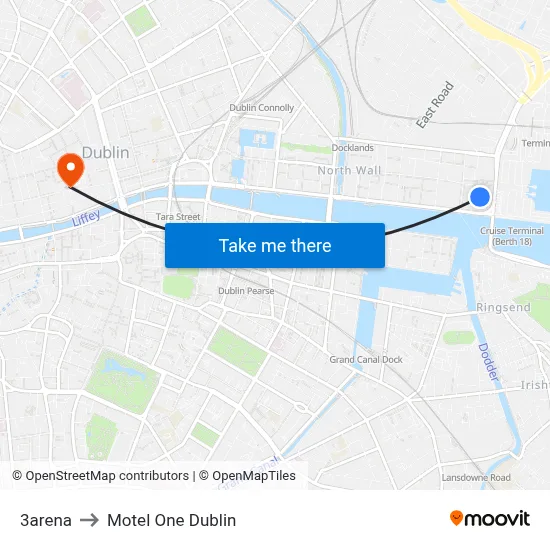3arena to Motel One Dublin map