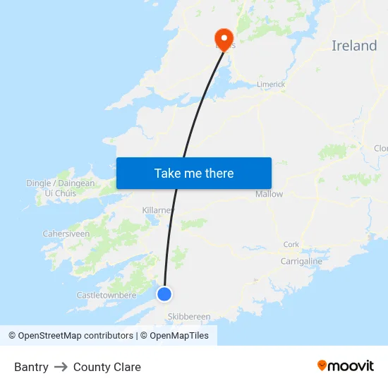 Bantry to County Clare map