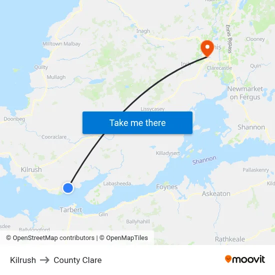 Kilrush to County Clare map