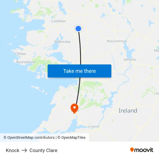 Knock to County Clare map