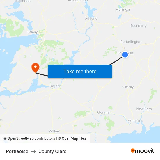 Portlaoise to County Clare map