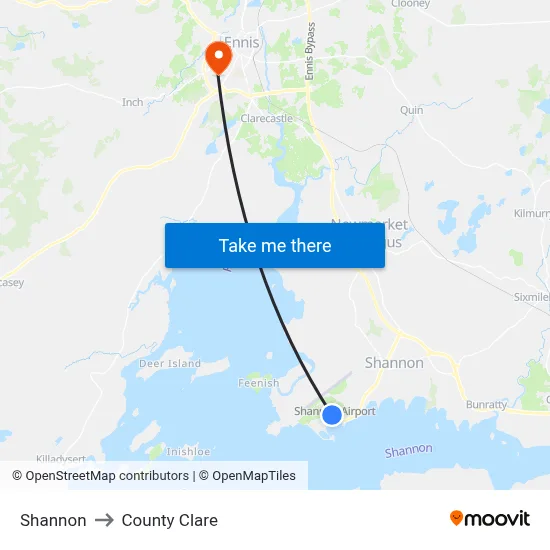 Shannon to County Clare map