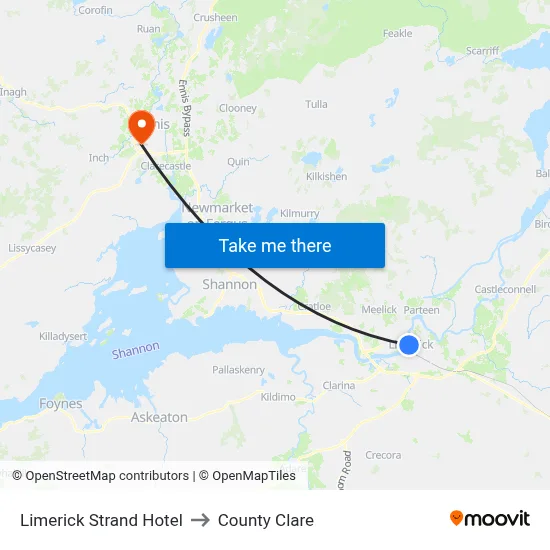 Limerick Strand Hotel to County Clare map