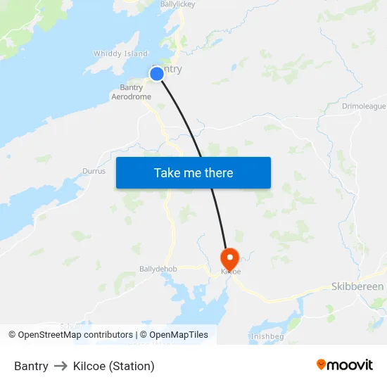 Bantry to Kilcoe (Station) map