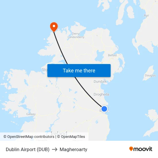 Dublin Airport (DUB) to Magheroarty map