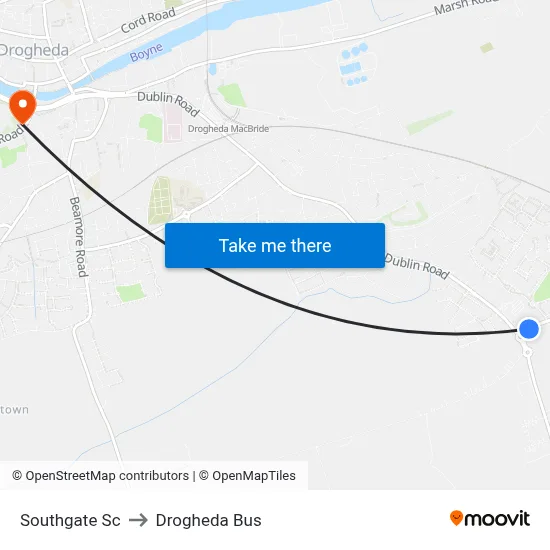 Southgate Sc to Drogheda Bus map