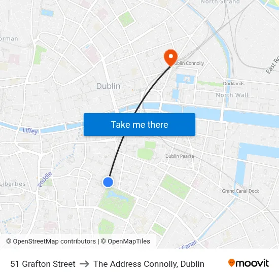 51 Grafton Street to The Address Connolly, Dublin map