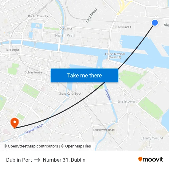 Dublin Port to Number 31, Dublin map
