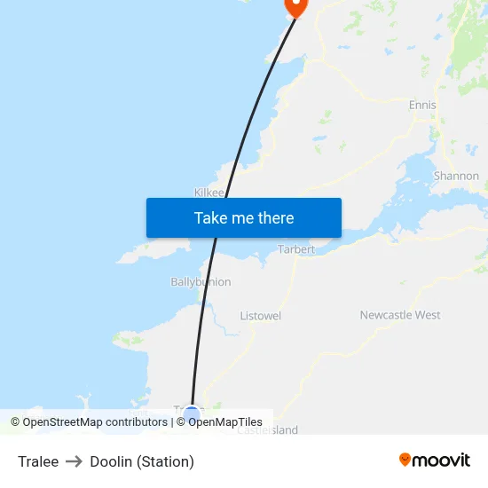 Tralee to Doolin (Station) map